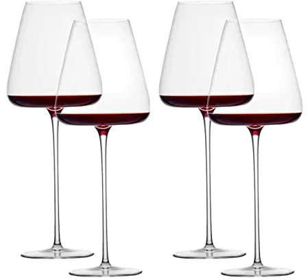 Verres À Vin Rouge,Verres À Vin Blanc À Pied, Verres À Vin Rouge En Cristal,gobelets À Vin Rouge for La Maison, Les Fêtes, De Haute Qualité,Grand Verres À Vins Avec Long Pied, 4 Pièces 680ml Verres à