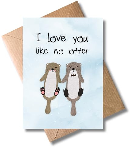 WBdesignz Beziehung Karte Liebe Partnerschaft - Niedliche Otter Valentinstag Karte für Ehefrau Ehemann Freund Freundin - Hochzeitstag Karte mit Umschlag (DIN A6)