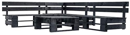 Camerina 4-TLG. Garten-Lounge-Set aus Paletten Schwarz Holz Loungesofa Balkon MöBel Set
