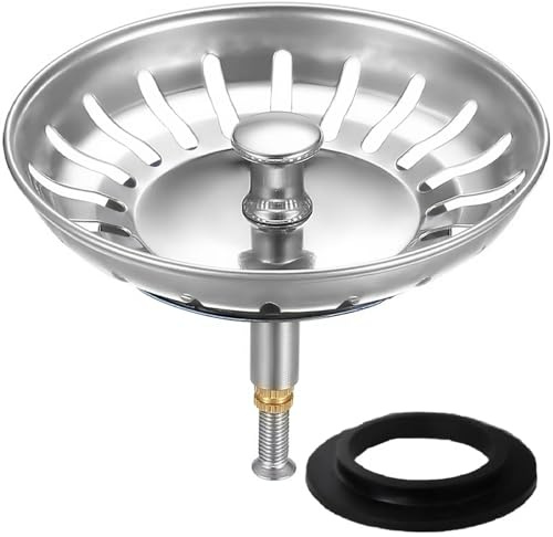 HUAERSICO Tvättställ 80 mm, universal silkorgar rostfritt stål 82 mm, tvättställsproppar avloppssil 84 mm, sil propp avlopp kök diskbänk dräneringsplugg kökshandfat, för Blanco diskbänk reservdel