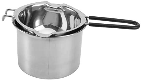 MAGICLULU Edelstahl Schmelztopf 2 Stücke Butter Schmelztiegel Für Schokolade Und Käse 304 Edelstahl Mit Silikongriff Für Fondue Und Desserts 14cm Durchmesser