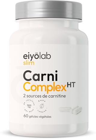 CARNI COMPLEX HT | 2 Sources : L-Carnitine Tartrate + ALCAR | Energie - Sèche - Récupération | Pre-workout sans Pipérine, sans Caféine ni Stéarate de Magnésium | Eiyolab