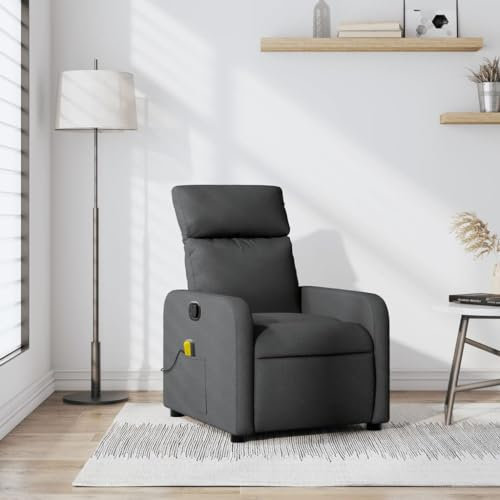 Homgoday Massagesessel Fernsehsessel mit Liegefunktion Relaxsessel Ruhesessel Polstersessel TV Sessel, Verstellbare Rückenlehne und Fußteil, für Wohnzimmer Dunkelgrau Stoff