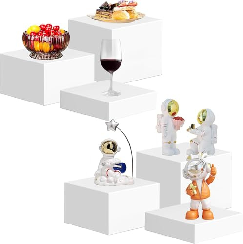 YFNVH 6 alzate per buffet, alzate per cibo per tavolo da buffet, alzate in acrilico, 5 lati, con fondo cavo, per cupcake, caramelle, cibo, feste, matrimoni, brunch, buffet, 15,2 cm/17,8 cm/20,3 cm