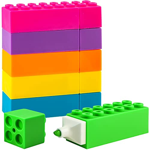 alles-meine.de GmbH Bausteine Artikel wählbar 6 Stück Textmarker Stifte - Bunte - Neon Farben - dünne & Dicke Linien - für Kinder & Erwachsene/lustig witzig - Steine - Te..