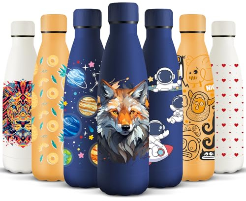 HoneyHolly Trinkflasche 500ml, BPA-frei Thermosflasche, Isolierflasche Doppelwandige, Wasserflasche, Auslaufsicher, 18/8 Edelstahl, Sportflasche Kinder für Camping, Schule, Sport