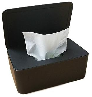 GLigeT Taschentuchhalter Nass Tissue Box Desktop Tücher Papier Lagerung Box Spender Halter Haushalt Kunststoff Staubdicht Mit Deckel Tissue Box Kosmetiktücherbox(Schwarz)