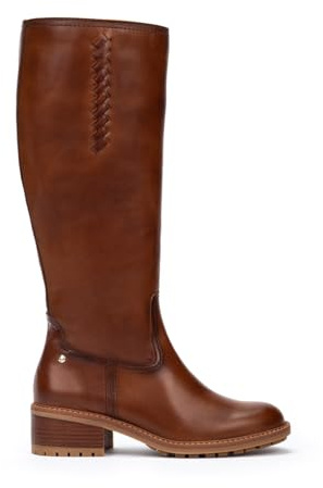 Pikolinos Medina Botas Mujer | en Cuero | Cremallera | Tacón Medio | Marrón