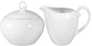 Seltmann Weiden Rondo/Liane Ensemble pot à lait et sucre pour 6 personnes en porcelaine blanche classique de 230 ml et sucrier de 190 ml Passe au lave-vaisselle