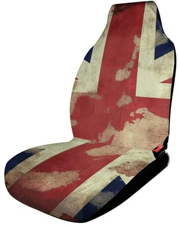 YKLBV Car Seat Protector Easy to Install Cover Set with Non-Slip Backing Vintage Union Jack British Flag Car Seat Covers for Most Cars, Vans, Trucks, SUV