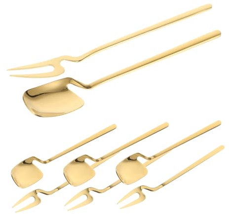 EXHUMKY De Acero Inoxidable Cucharas De Postre y Tenedores Para Ensalada Para Fiestas y Desayunos Casa