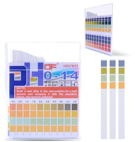 100 pcs PH Teststreifen,0-14 PH Wert Teststreifen Pool,Universell Urin Teststreifen Basen,PH-Streifen Pool Boden,Urinteststreifen Streifen Strips für Zu Hause,Aquarien,Laboratorien,Messbereich
