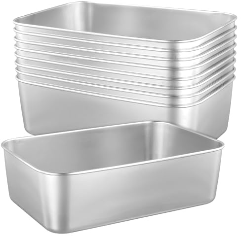 MUKCHAP 8-pack brödformar i rostfritt stål, 22 x 14,5 x 6 cm rektangulära brödburkar, djupa bakplåtar för rostat bröd och paj