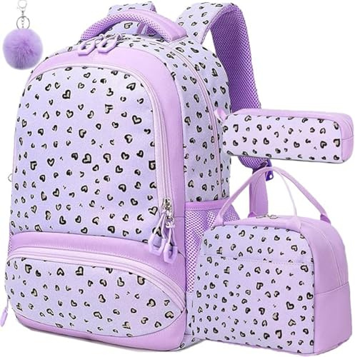 Jumpopack Sac A Dos Fille CP CE1 CE2 Grande Capacité Cartable Primaire Enfant avec Sac à Lunch + Trousse pour École Loisirs Voyage