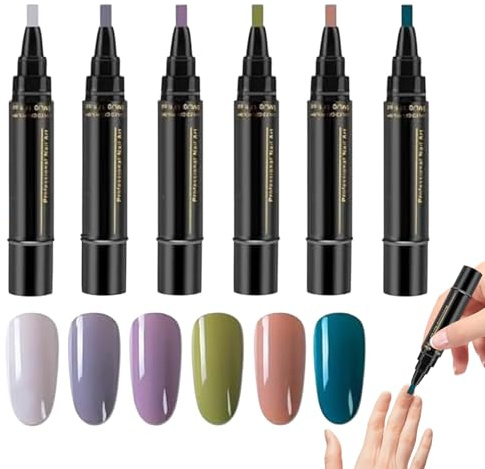 6 colori penne per smalto, set di smalti in gel ad asciugatura rapida, penne a vernice per unghie, immergiti per le unghie per donne