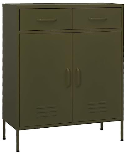 Lagerschrank Olivgrün 80x35x101,5 cm Stahl, Werkstattschrank Mehrzweckschrank Aktenschrank Stahlschrank Geeignet für Schule Wohnheim Werkstatt Schlafzimmer