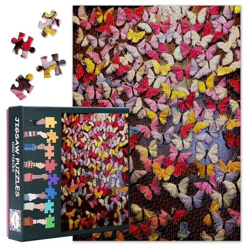Puzzle de 1000 pièces pour adultes, puzzle papillon coloré, jeu d'adresse pour toute la famille, puzzle papillon pour adultes à partir de 6 ans, taille finie 50 x 70 cm