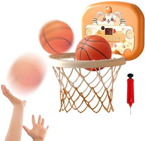 Xummpxuk Basketballkorb Indoor | -Basketball-Set für die Wand - Interaktiver Wandmontierter Ball Sportspielzeug mit Anzeigetafel für Zuhause, Schule, Wohnzimmer, Schlafzimmer, Mädchen,