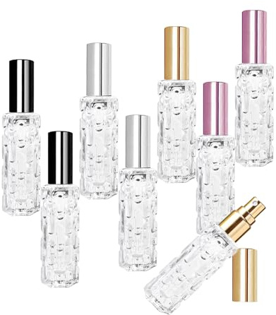 SEESUNO 8 Pcs 10ml Glass Travel Perfume Atomiser Refillable Spray Bottle, Aftershave Small Mini Perfume Refill Bottles