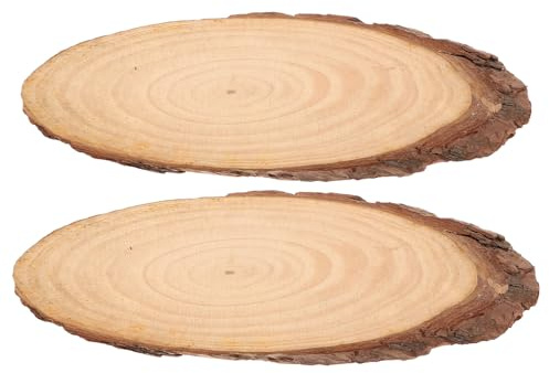 iplusmile Lot de 2 Dalles Ovales en Bois Naturel 13-16 CM pour Allée en Bois Extérieure Pierres d'Aménagement Paysager Antidérapantes Adaptées Jardin et Terrasse Fourniture Solide