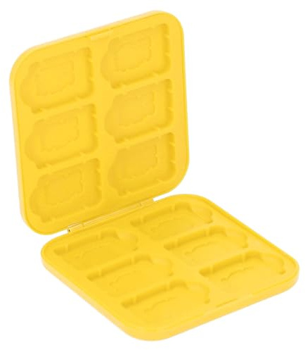 FAUOSWUK Étui pour Cartes de Jeu 2 en 1, Porte-Carte de Jeu à Commutation avec 12 Emplacements en Silicone pour Carte de Stockage, Mémoire SDHC (Jaune)