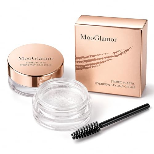 MooGlamor 2 piezas de cera para peinar cejas, gel fijador impermeable de larga duración con pincel aplicador, crema formadora transparente 2 en 1 para maquillaje de cejas diario natural