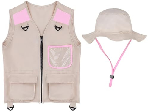 Fiskeväst med hatt, lätt andningsbar klädsel för utomhusaktiviteter | Ärmlös utforskarväst kit, för pojkar och flickor, vandring, fiske, camping, utforskningspark,