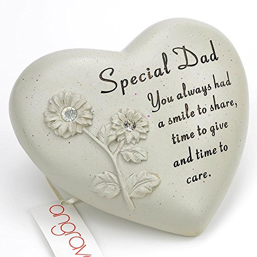 Angraves Special Dad Flower Diamante Heart Graveside Memorial Ornament Plaque With Verse