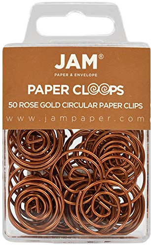 JAM PAPER Kreisförmige Büroklammern - Runde Büroklammern - RoséGold - 50/Packung