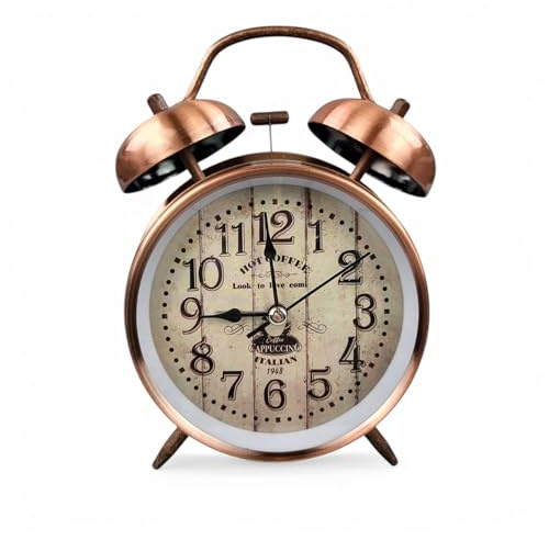 GMMH Tischuhr mit Antik Vintage Retro Nostalgie Design aus Metall, (14-83) Standuhr Schreibtischuhr Wecker Uhr Tischwecker mit Alarm, Weckuhr
