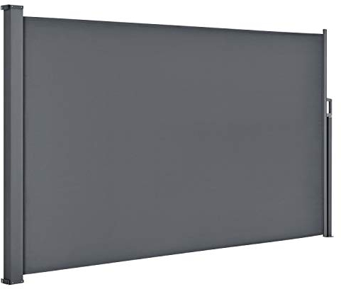 Tenda laterale Juskys Dubai 160 x 300 cm estensibile e opaca, frangivista e frangivento per balcone e terrazza, tenda laterale con staffa a muro - grigio