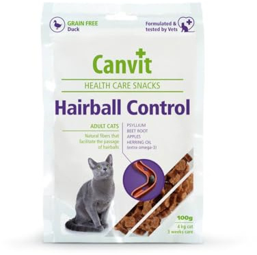 Canvit Hairball Remedy For Cats | Anti Hairball Treats | Tasty Duck Cat Supplements to Help Prevent & Remove Hairballs 100g pack