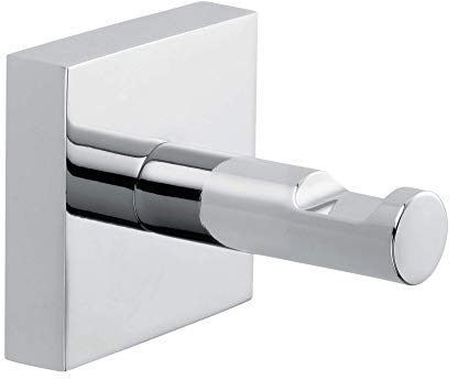 tesa EKKRO Handtuchhaken, verchromter Edelstahl - Bad-Haken zur Wandbefestigung ohne Bohren, inkl. Klebelösung - 50mm x 50mm x 63mm