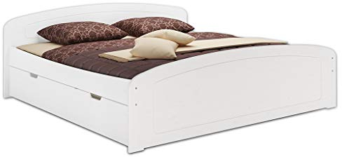 Erst-Holz®Funktionsbett Doppelbett Bettkasten Rollrost 200x200 Holzbett Massivholz Weiß 60.50-20WFL