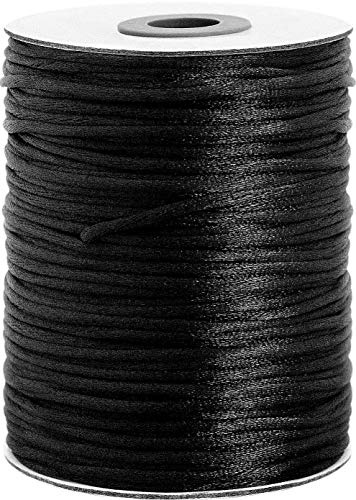 Satinkordel 100 Meter 2mm dick Große Spule Vielseitig einsetzbar schwarz