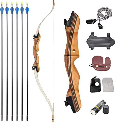 MILAEM 54 '' 48 '' Bogenschießen Recurve Bogen mit Saugerpfeilen 12lbs 14lbs 16lbs 20lbs Take Down Langbogen Kinder Jugend Bogen Outdoor Jagd Rechte Hand (54'', 20lbs)