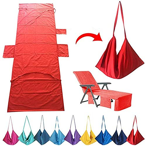 Mikrofaser-Handtuch für Liege, Strandkorb, schnell trocknend, mit Taschen für Camping, Urlaub, Garten