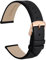 WOCCI 20mm Elegant Leather Watch Strap for Ladies with Rose Gold Buckle (Black)