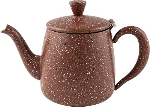 Café Olé Premium Granite Théière, 995 ml, pour 5 personnes, en acier inoxydable, design classique avec finition granit rouge moderne, bec verseur parfait