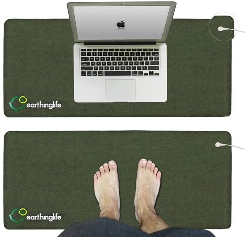 Tapis de sol en microfibre de daim haute conductivité pour ordinateur de lit de pied 25 x 68 cm Coussin universel thérapie mieux dormir, réduire le stress, améliorer l'équilibre, la flexibilité, vert