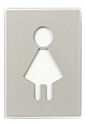 Hochwertiges Glas WC Schild für Damen | 148x105mm | Für Dunklen Hintergrund | Piktogramm Türschild | Toilettenschild | Kloschild Frau | Wegweiser