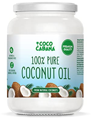 Coco Cabana Aceite de coco 100% puro, 1 litro, de primera calidad, vegano, sin gluten y sin lácteos, producto de belleza natural para la piel, el cabello y la cocina Blanco