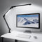 Lampe de Bureau à LED, Lampe D'architecte de Bras Pivotante à Double Lumière avec Pince, Lampe de Table de Bureau à Commande Tactile avec 4 Températures de Couleur et Luminosité Réglable (Noir)