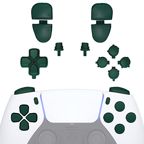 eXtremeRate Ersättning D-pad R1 L1 R2 L2 Triggers Delningsalternativ Ansiktsknappar, Full Set Knappar Kompatibel med ps5 Controller BDM-030/040 - Racing Grön