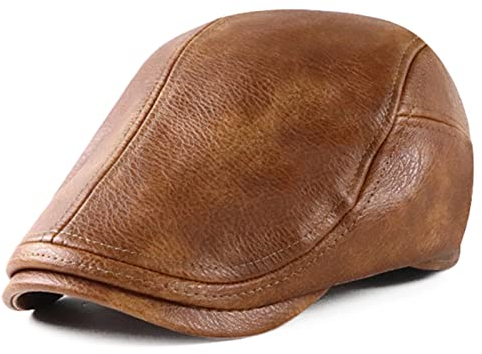 DongBao Herren Damen Schirmmütze, Schiebermütze PU Leder,Verstellbare Barett Cap,Vintage Gatsby Flatcap Golfermütze,Frühling/Herbst/Winter