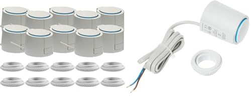 Möhlenhoff 20405-00 Stellantrieb, 230 V, Lichtgrau, 44x52,2x48,4 mm, 10 Stück & Möhlenhoff Stellantrieb Alpha-5 für Fussbodenheizung 230V, Typ VA80 passend auf Heimeier/Kermi/Roth/Herb/Thermoval u.a.