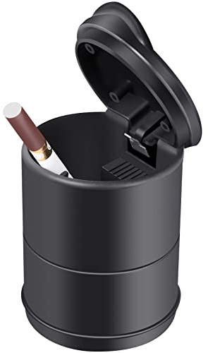Portable Car Ash Tray With Lid Smell Proof, Cigarette Ashtray Cup Holder for Truck Auto Office, Home, Car Ashtray (Black)