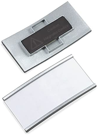 SPRINTIS Namensschild, magnetische Namensschilder Magnet Meet 35 im 10er Set, 74 x 37 mm, mit Magnetclip (Silber)