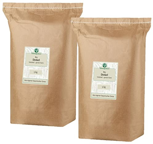 Chiemgaukorn Bio Dinkel Ganzes Korn Vorrats-Set 2 x 5 kg, Urdinkel