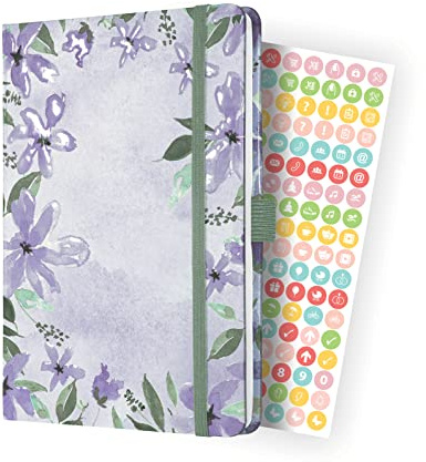 SIGEL J4337 Wochenkalender Jolie 2024, Loose Florals Lilac, ca. A5, Hardcover, Gummiband, Stiftschlaufe, Einstecktasche, 174 Seiten, aus nachhaltigem Papier, Terminplaner